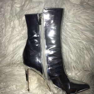 Metallic heel booties